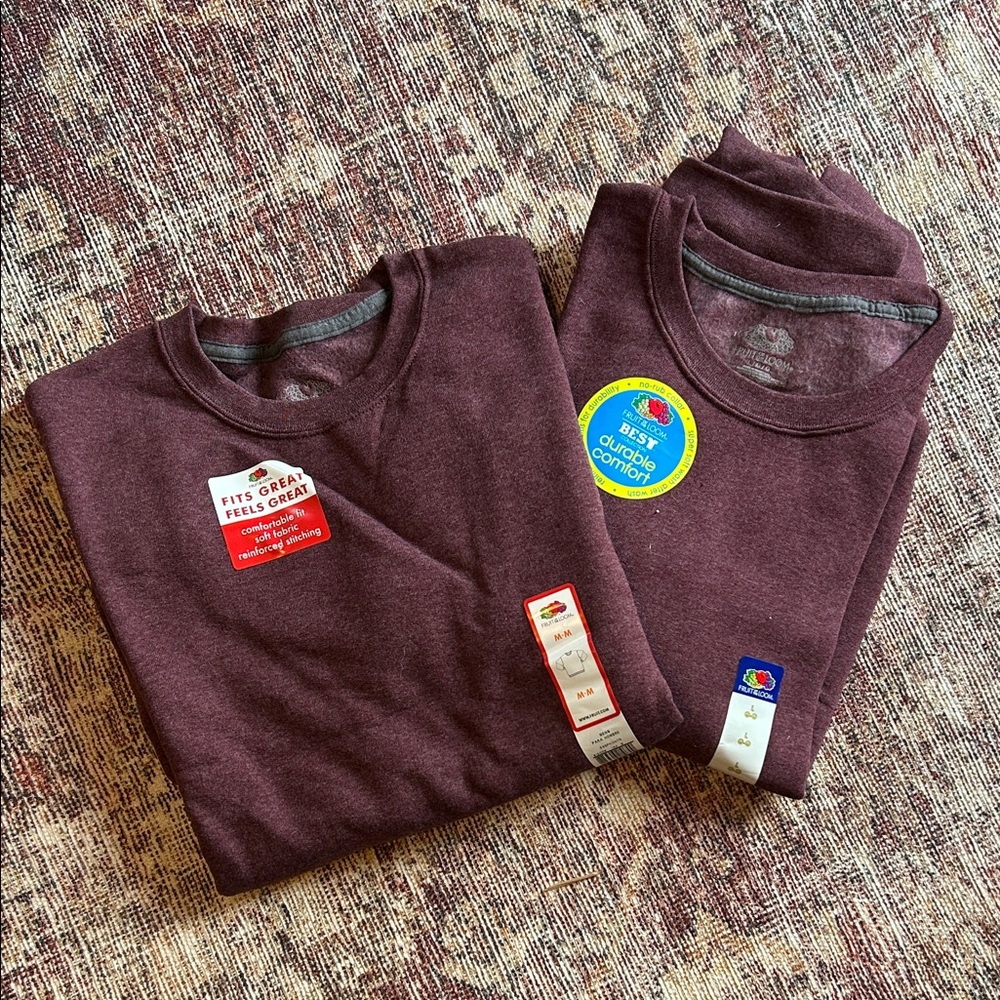 Fruit of the Loom Men's Burgundy Crewneck Sweatshirt